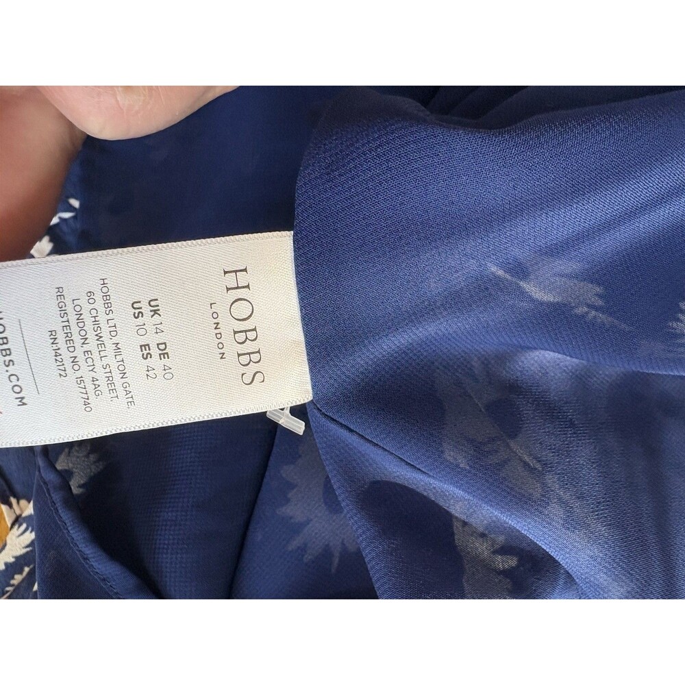 Hobbs London Navy Blue White Daisy Floral Sleeveless Shirt Dress Size US 10 - Picture 6 of 9